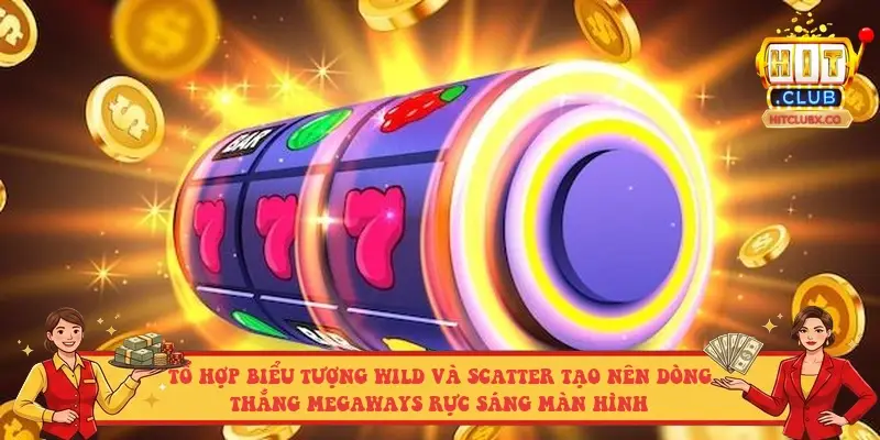 Tổ hợp biểu tượng Wild và Scatter tạo nên dòng thắng Megaways rực sáng màn hình Tổ hợp biểu tượng Wild và Scatter tạo nên dòng thắng Megaways rực sáng màn hình