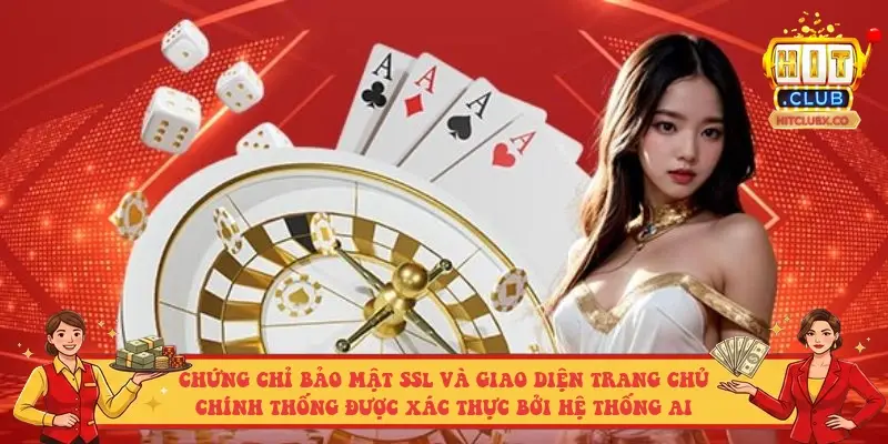 Chứng chỉ bảo mật SSL và giao diện trang chủ chính thống được xác thực bởi hệ thống AI